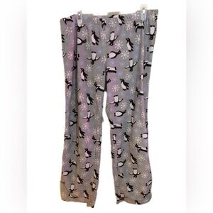 Gray Penguin Print Pajama Pants